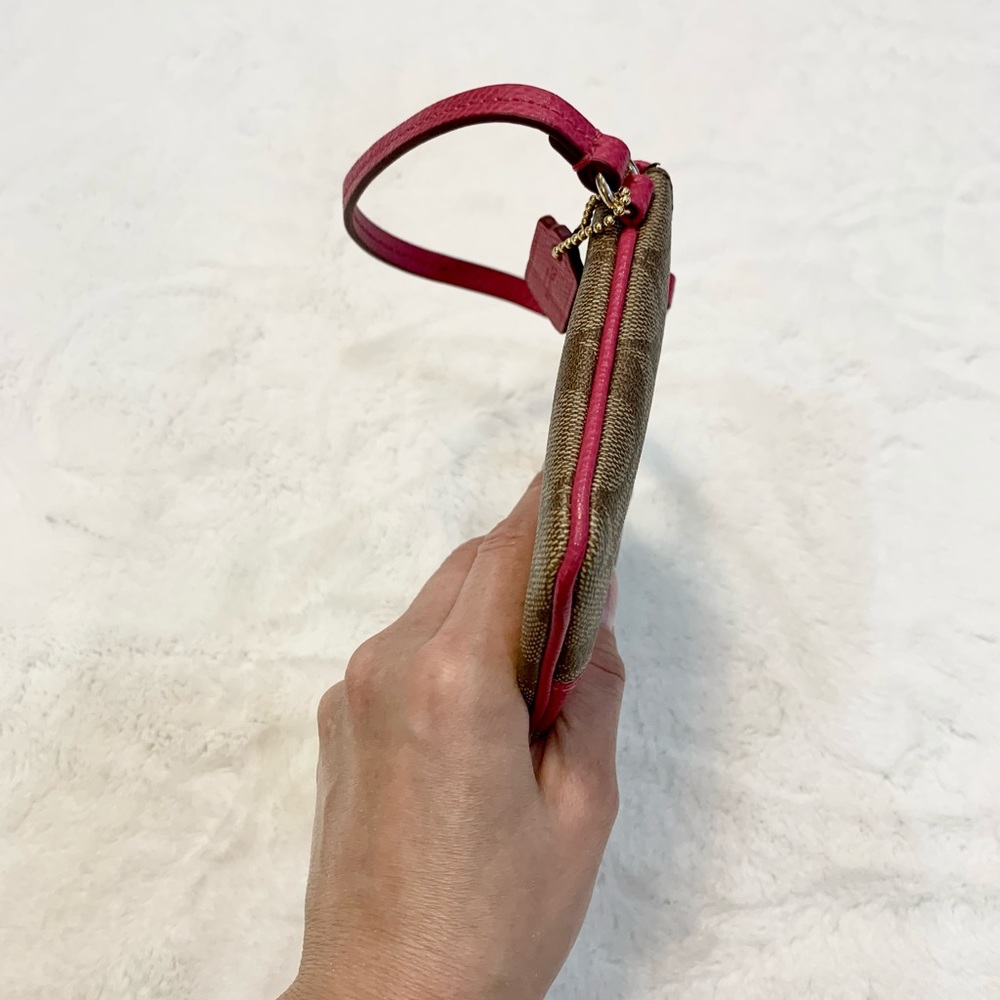 Coach Signature PVC Leather Corner Zip Wristlet - Picture 9 of 11